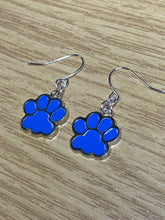 Load image into Gallery viewer, Blue Paw Charm Earrings
