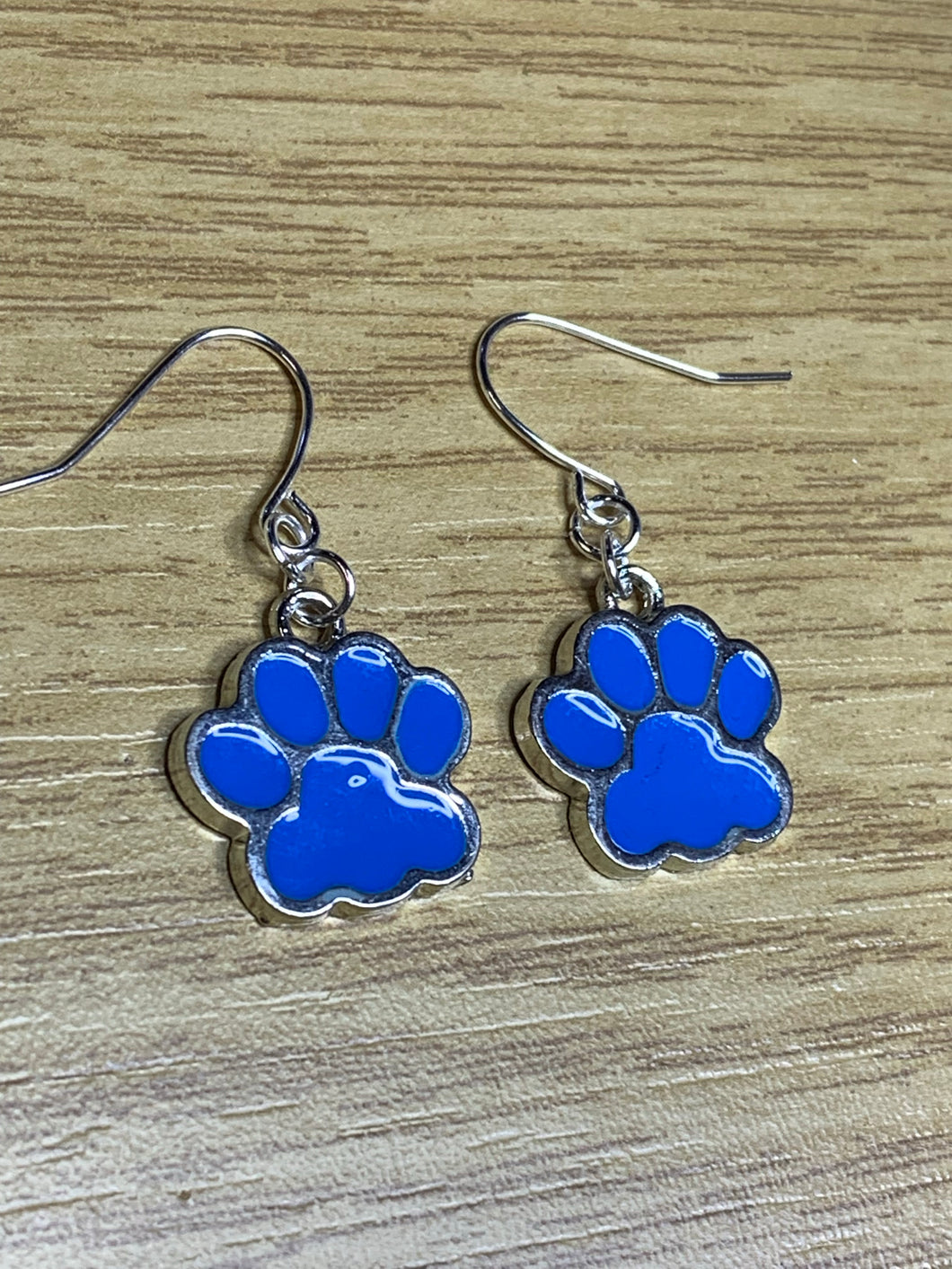 Blue Paw Charm Earrings