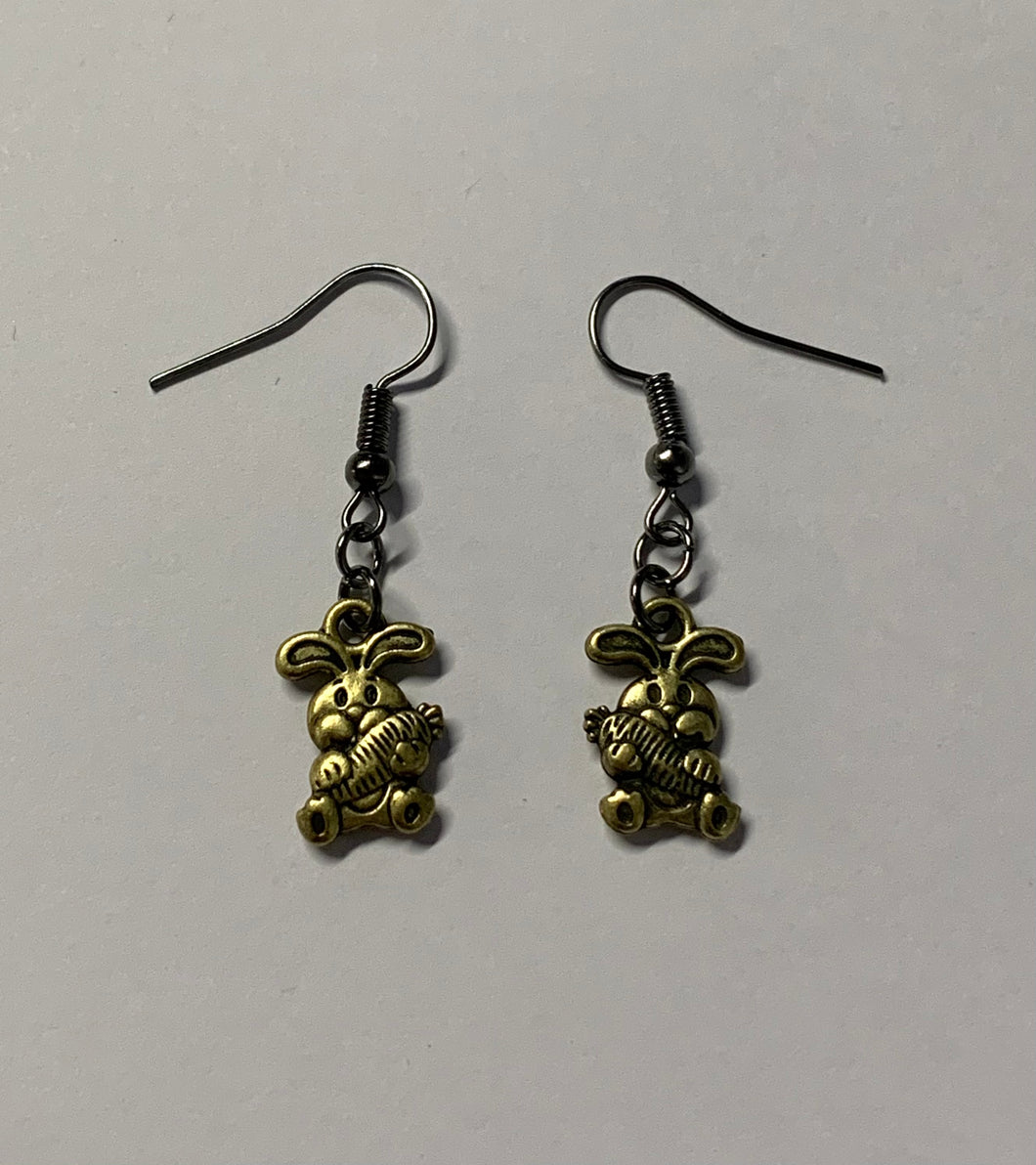 Rabbit with Carrot Charm Earrings