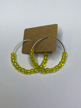 Load image into Gallery viewer, Yellow Beaded Hoop Earrings
