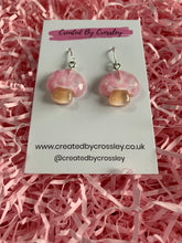 Load image into Gallery viewer, Pink Mushroom Charm Earrings
