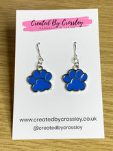 Load image into Gallery viewer, Blue Paw Charm Earrings
