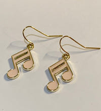 Load image into Gallery viewer, Pink Music Note Charm Earrings
