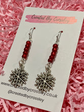 Load image into Gallery viewer, Snowflake Beaded Dangle Earrings
