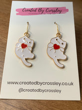 Load image into Gallery viewer, Heart Kitten Charm Earrings
