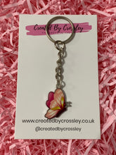 Load image into Gallery viewer, Pink Side Butterfly Charm Keyring
