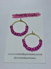 Load image into Gallery viewer, Pink Beaded Hoop Earrings
