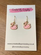 Load image into Gallery viewer, Pink Swan Charm Earrings
