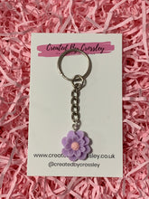 Load image into Gallery viewer, Purple Flower Charm Keyring
