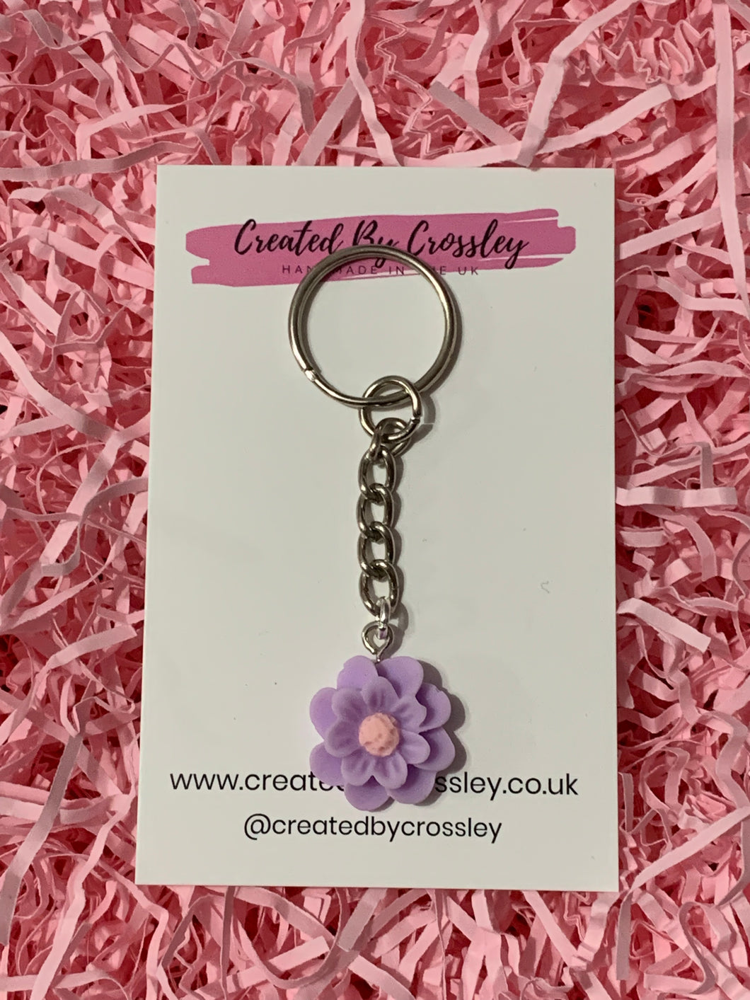 Purple Flower Charm Keyring