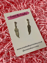 Load image into Gallery viewer, Feather Charm Stud Earrings
