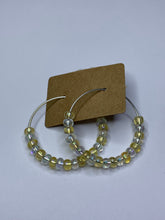 Load image into Gallery viewer, Yellow and White Beaded Hoop Earrings
