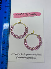 Load image into Gallery viewer, Pink Beaded Hoop Earrings
