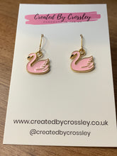 Load image into Gallery viewer, Pink Swan Charm Earrings
