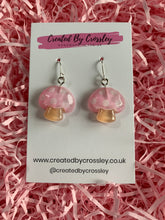 Load image into Gallery viewer, Pink Mushroom Charm Earrings
