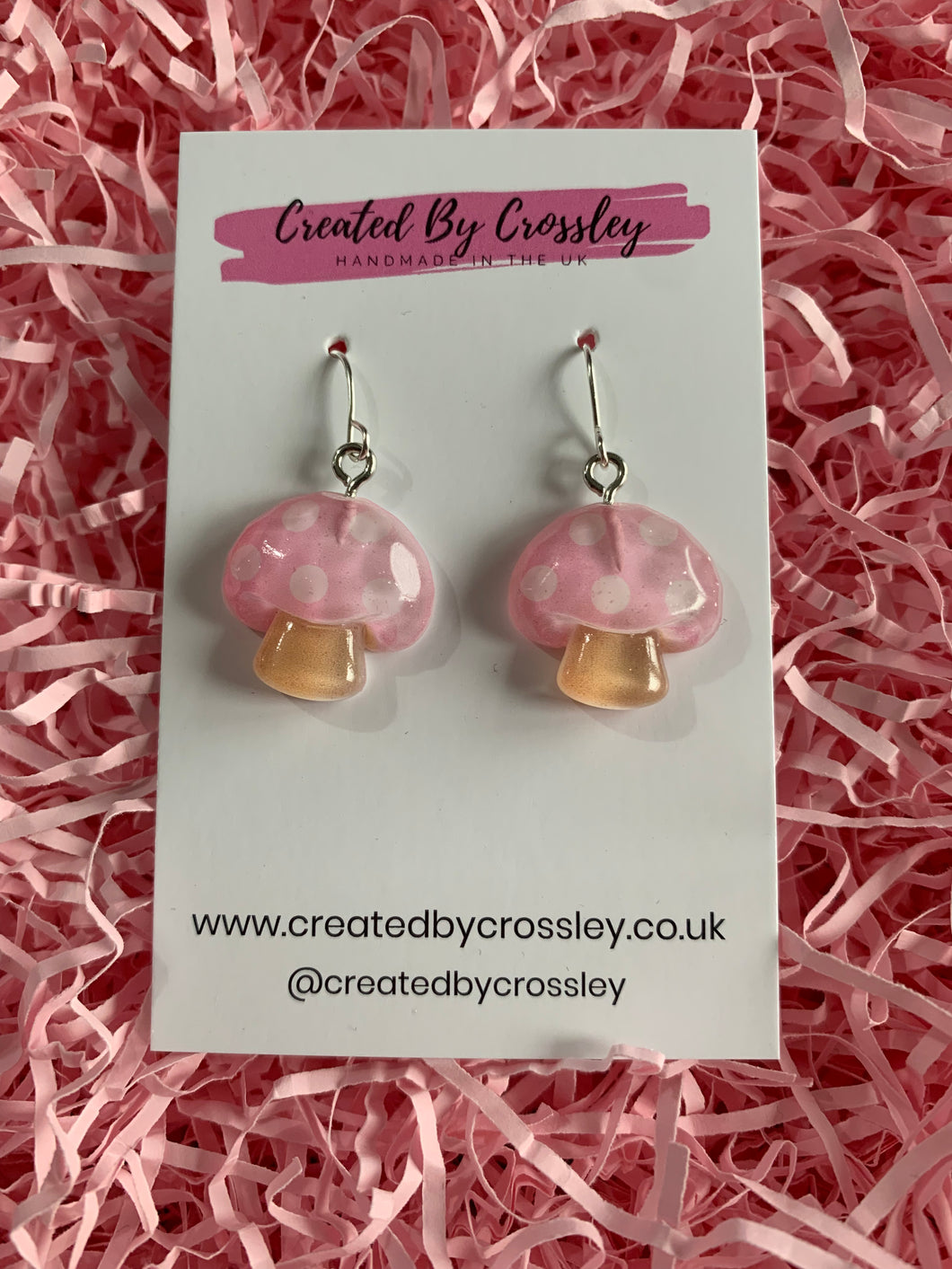 Pink Mushroom Charm Earrings