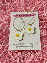 Load image into Gallery viewer, Fried Egg Charm Hoop Earrings
