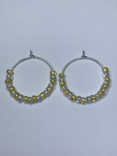 Load image into Gallery viewer, Yellow and White Beaded Hoop Earrings
