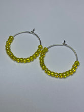 Load image into Gallery viewer, Yellow Beaded Hoop Earrings
