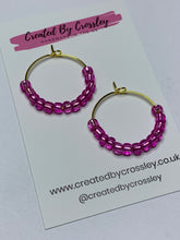 Load image into Gallery viewer, Pink Beaded Hoop Earrings
