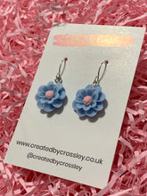 Load image into Gallery viewer, Blue Flower Charm Earrings
