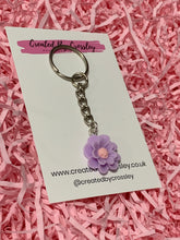 Load image into Gallery viewer, Purple Flower Charm Keyring
