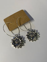 Load image into Gallery viewer, Sunflower Charm Hoop Earrings
