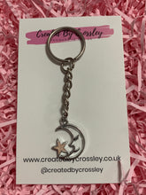 Load image into Gallery viewer, Pink Star and Moon Charm Keyring
