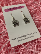 Load image into Gallery viewer, Swirly Butterfly Charm Earrings
