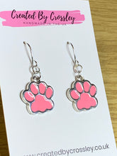 Load image into Gallery viewer, Pink Paw Charm Earrings
