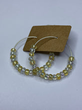 Load image into Gallery viewer, Yellow and White Beaded Hoop Earrings
