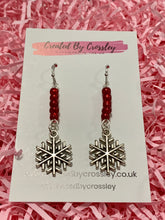 Load image into Gallery viewer, Snowflake Beaded Dangle Earrings
