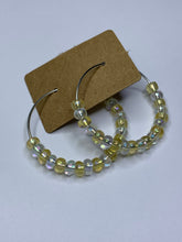 Load image into Gallery viewer, Yellow and White Beaded Hoop Earrings
