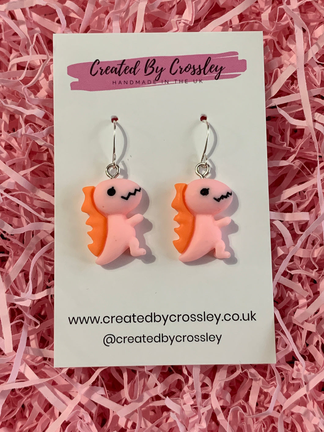 Light Pink Dinosaur Charm Earrings