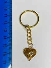 Load image into Gallery viewer, Gold Glitter Heart Keyring

