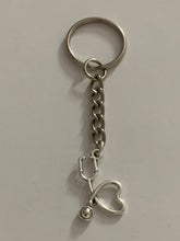 Load image into Gallery viewer, Heart Stethoscope Charm Keyring
