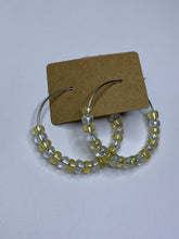 Load image into Gallery viewer, Yellow and White Beaded Hoop Earrings
