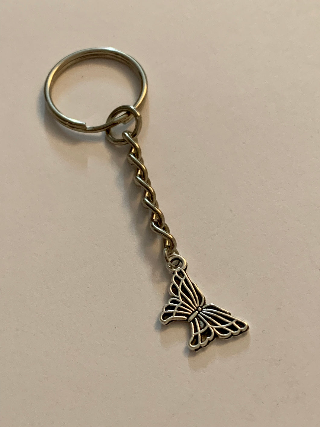 Striped Butterfly Charm Keyring