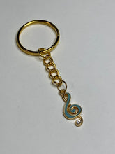 Load image into Gallery viewer, Light Blue Music Charm Keyring
