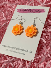 Load image into Gallery viewer, Orange Flower Charm Earrings
