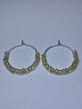 Load image into Gallery viewer, Yellow and White Beaded Hoop Earrings
