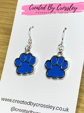 Load image into Gallery viewer, Blue Paw Charm Earrings
