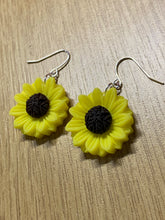 Load image into Gallery viewer, Yellow Sunflower Charm Earrings
