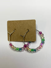 Load image into Gallery viewer, Rainbow Beaded Hoop Earrings
