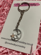 Load image into Gallery viewer, Pink Star and Moon Charm Keyring
