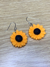 Load image into Gallery viewer, Yellow Sunflower Charm Earrings
