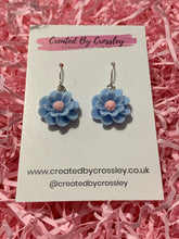 Load image into Gallery viewer, Blue Flower Charm Earrings
