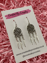 Load image into Gallery viewer, Feather Dreamcatcher Charm Earrings
