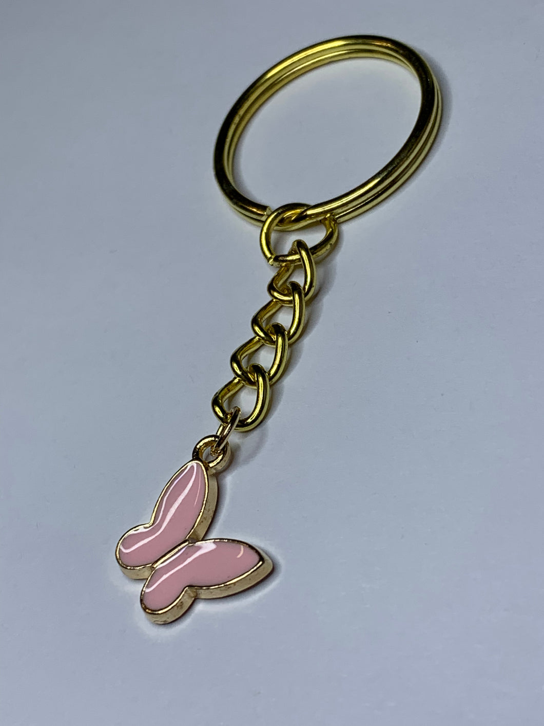 Pink Butterfly Charm Keyring