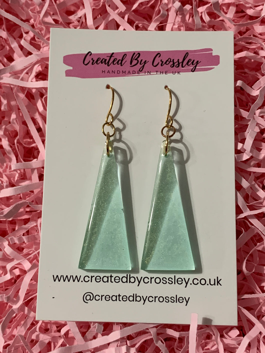 Green Triangle Earrings